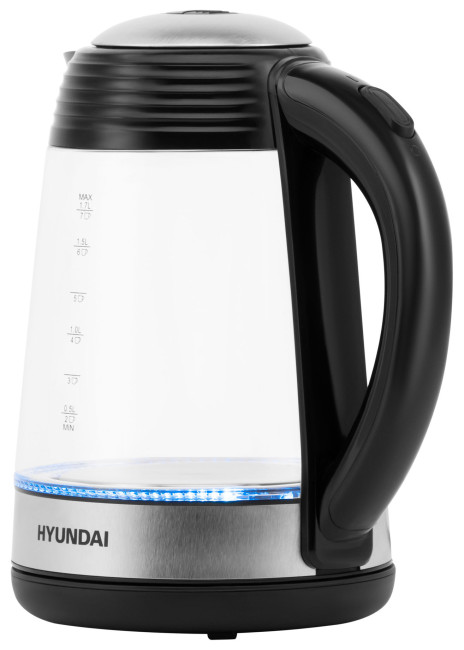 Чайник электрический Hyundai HYK-G3803 1.7л. 2200Вт черный/серебристый (корпус: стекло)