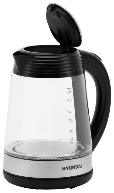 Чайник электрический Hyundai HYK-G3803 1.7л. 2200Вт черный/серебристый (корпус: стекло)