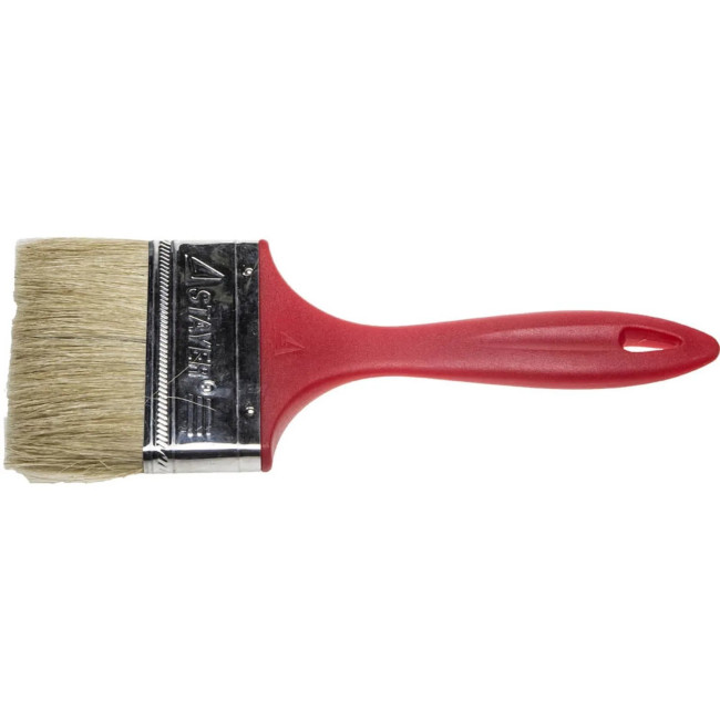 Кисть плоская STAYER "UNIVERSAL-EURO", светлая натуральная щетина, пластмассовая ручка, 100мм