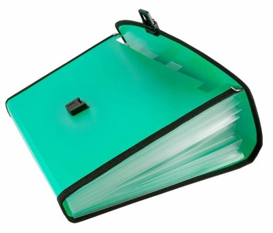 Портфель Бюрократ -BPP13LGRN 13 отдел. A4 с окантовкой пластик 0.7мм зеленый