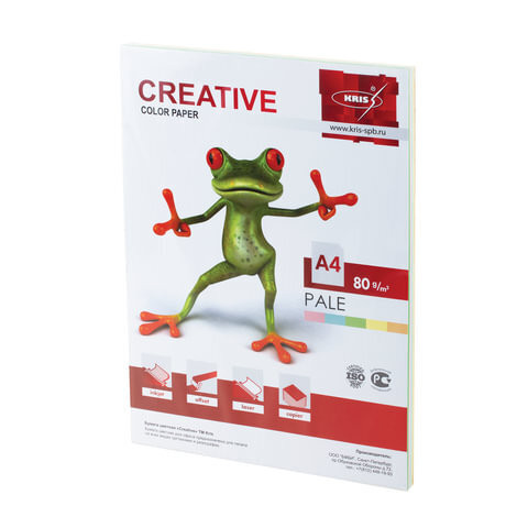 Бумага Creative БПPR-100R A4/80г/м2/100л./радуга пастель (5цветов) универсальная