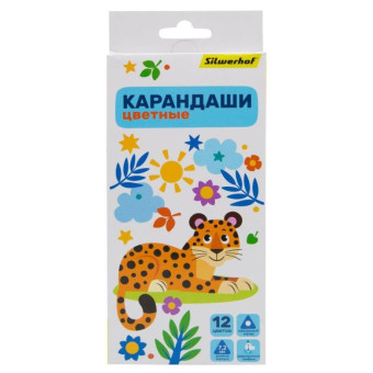 Карандаши цветные Silwerhof Веселые друзья 3-гр дер 2,65мм 12цв/наб 1486334
