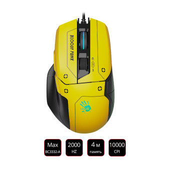 Мышь A4Tech Bloody W70 Max Punk желтый/черный оптическая (10000dpi) USB (11but)