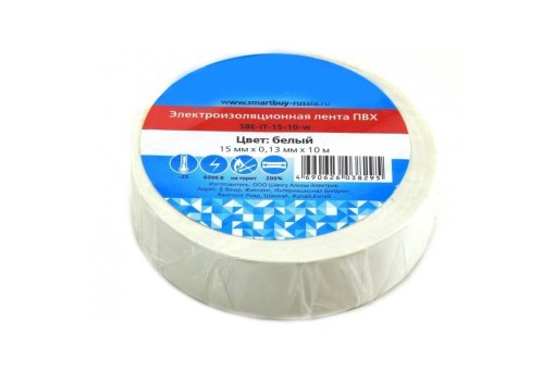 изолента SMARTBUY (SBE-IT-15-10-w) 0,13х15 мм - 10 м белый