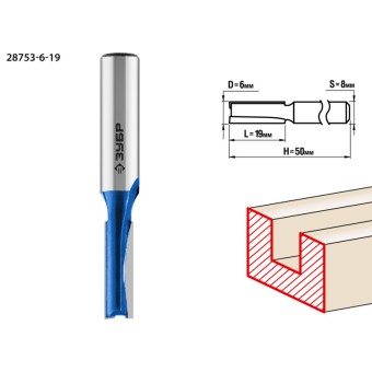 ЗУБР 6x19мм, хвостовик 8мм, фреза пазовая прямая